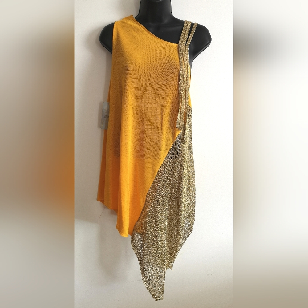 Chic Asymmetrical Orange and Gold Women's Blouse